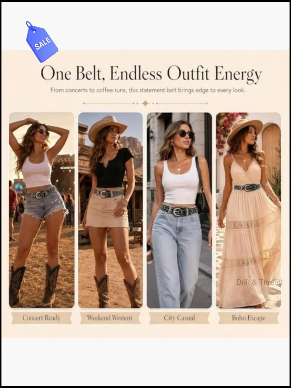 Chunky Studded Belt with Silver Rivets Punk Waist Belt for Jeans Dresses Concert